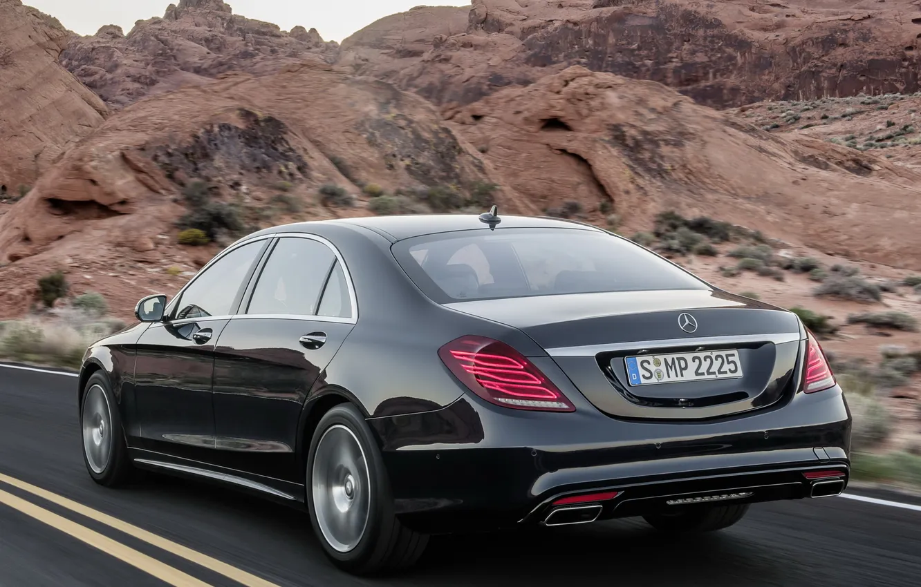 Photo wallpaper machine, Mercedes-Benz, sedan, Mercedes, back, BlueTec, S 350