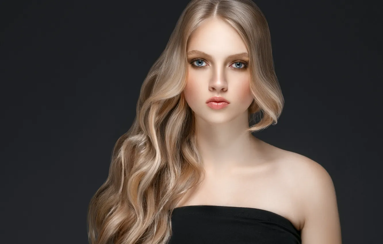 Photo wallpaper look, face, pose, background, black, hair, portrait, beauty