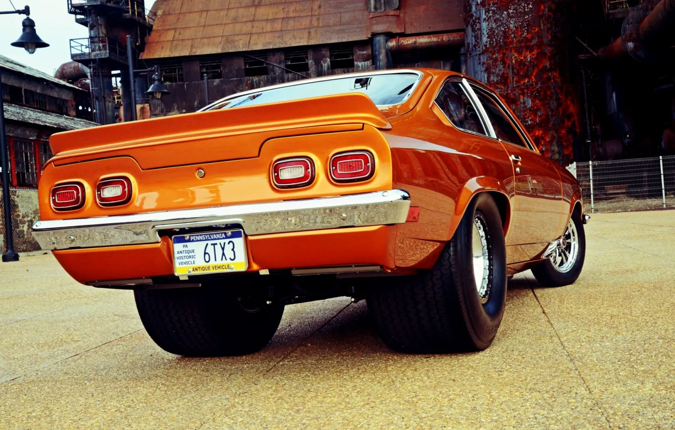Photo wallpaper Chevrolet, Orange, Race, Ass, Vega, Vehicle