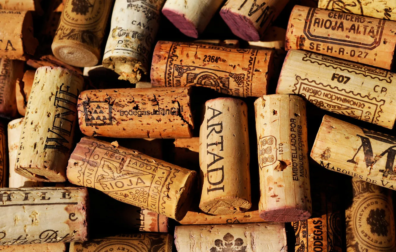 Photo wallpaper cork, cork from bottles, colored pattern