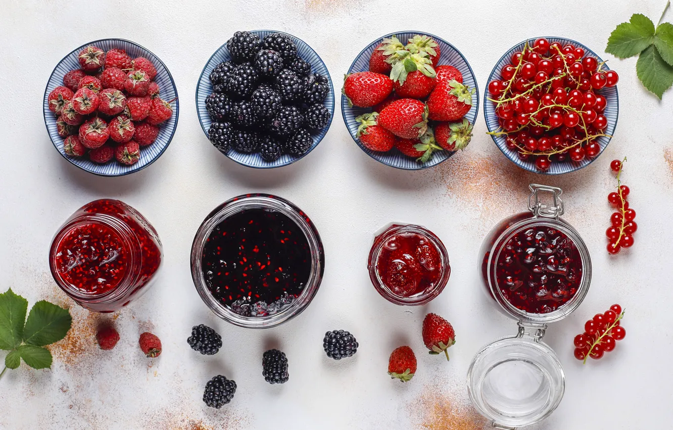 Photo wallpaper berries, Bank, jam, cuts