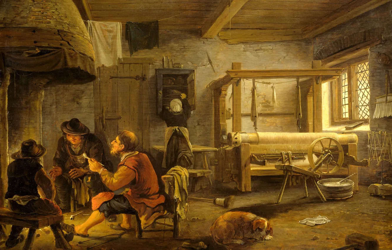 Photo wallpaper trees, oil, interior, picture, Weaving Workshop, Johannes Dircksz Of Oudenrogge