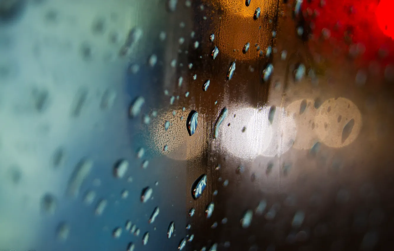 Photo wallpaper glass, water, drops, fog, rain, blur, watercolor