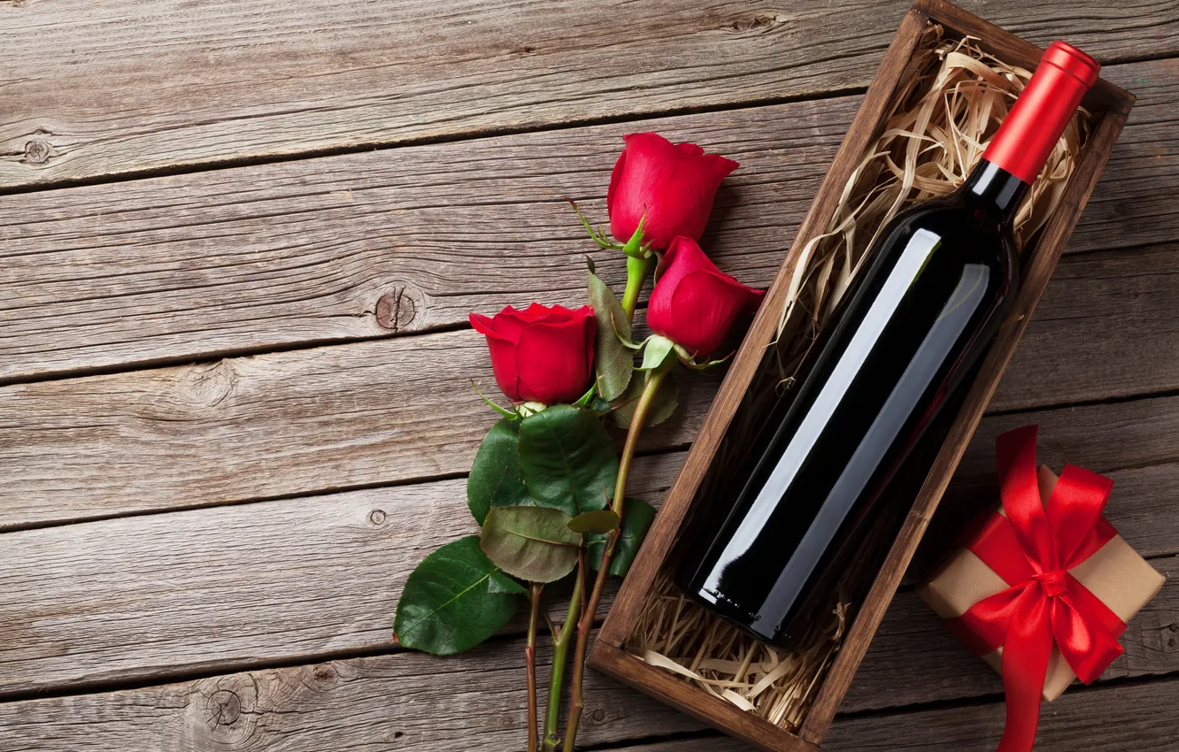 Photo wallpaper love, flowers, gift, romance, roses, love, happy, Valentine's day