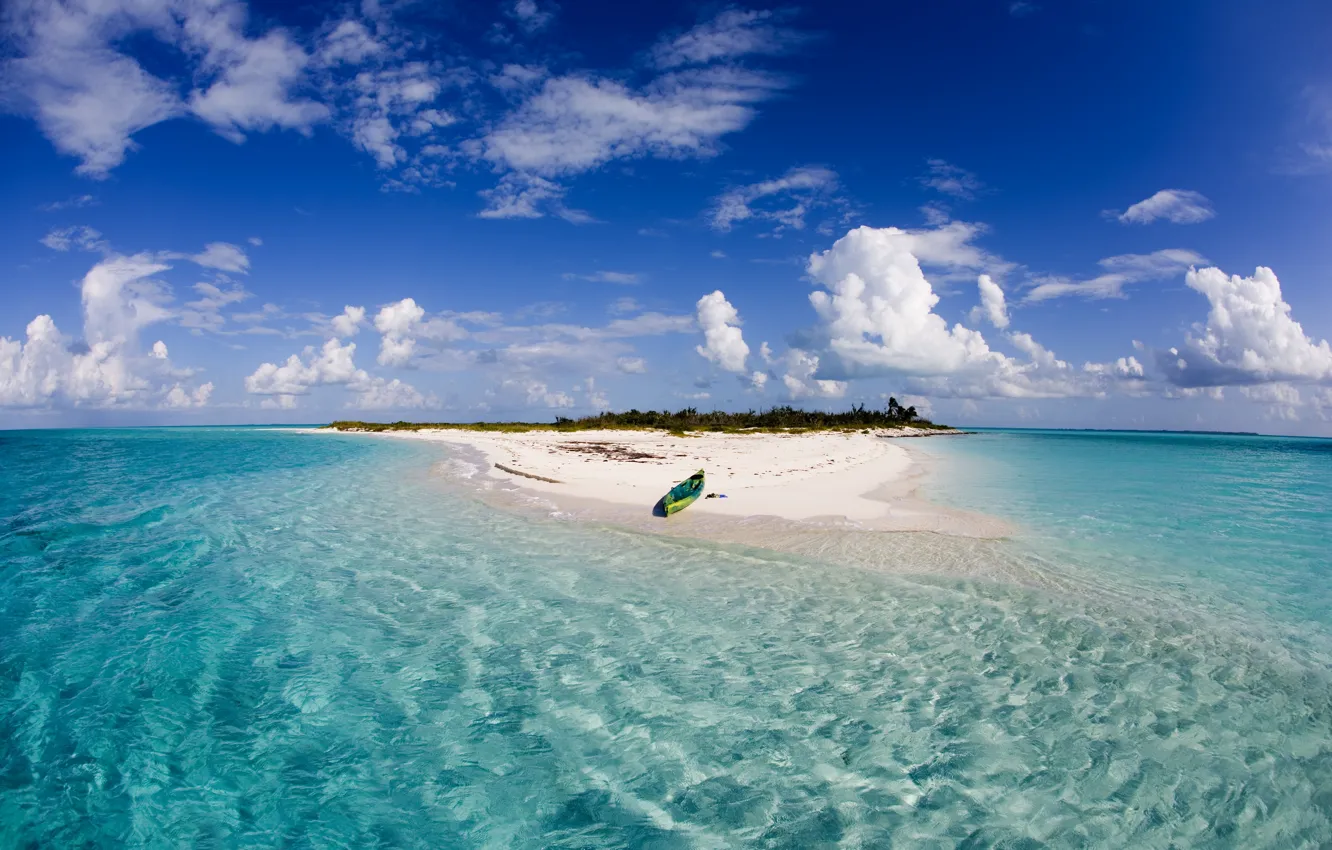Photo wallpaper the ocean, boat, island, Bahamas