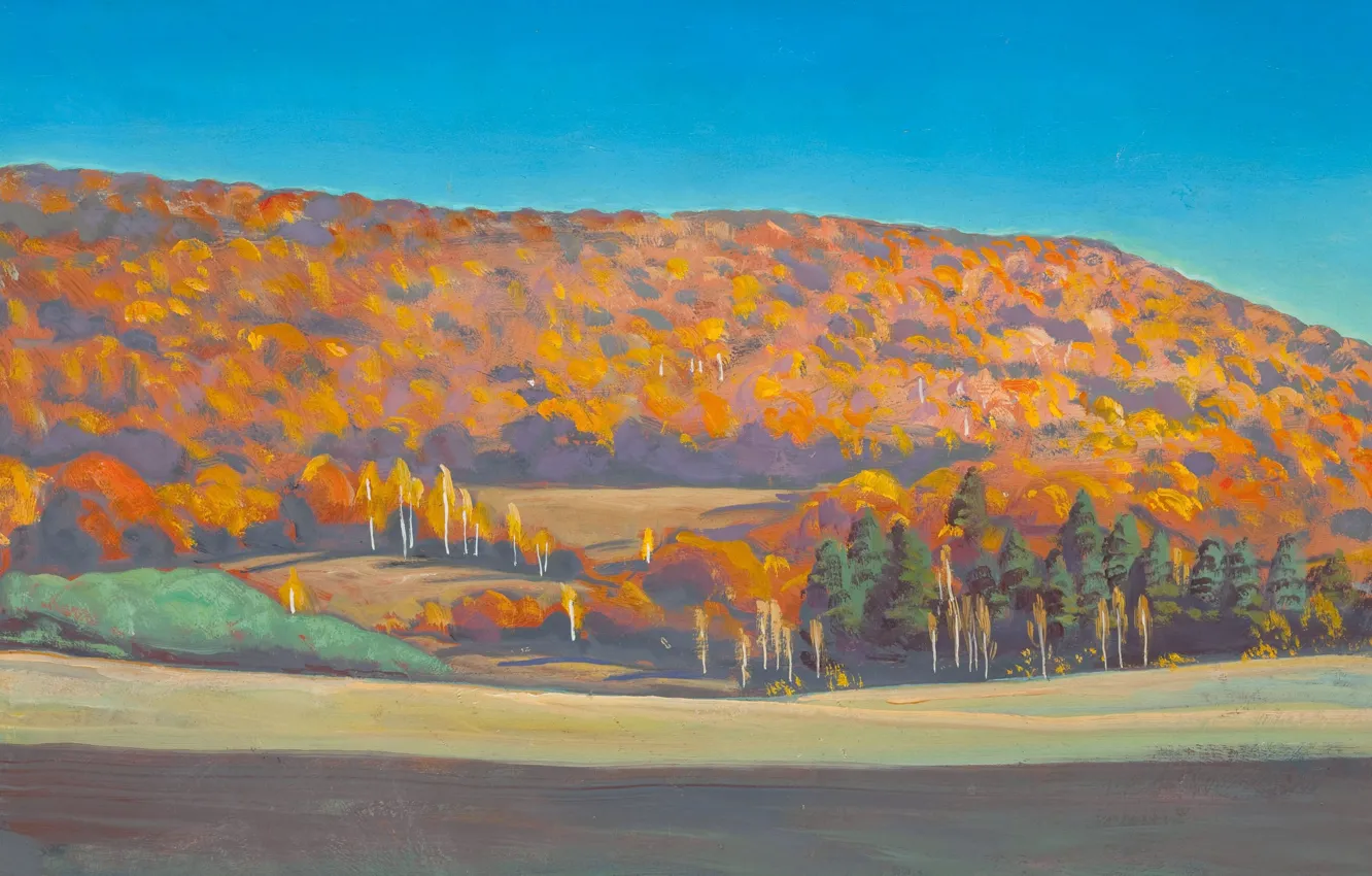 Photo wallpaper autumn, forest, mountains, picture, Rockwell Kent, Rockwell Kent, Adirondack Landscape