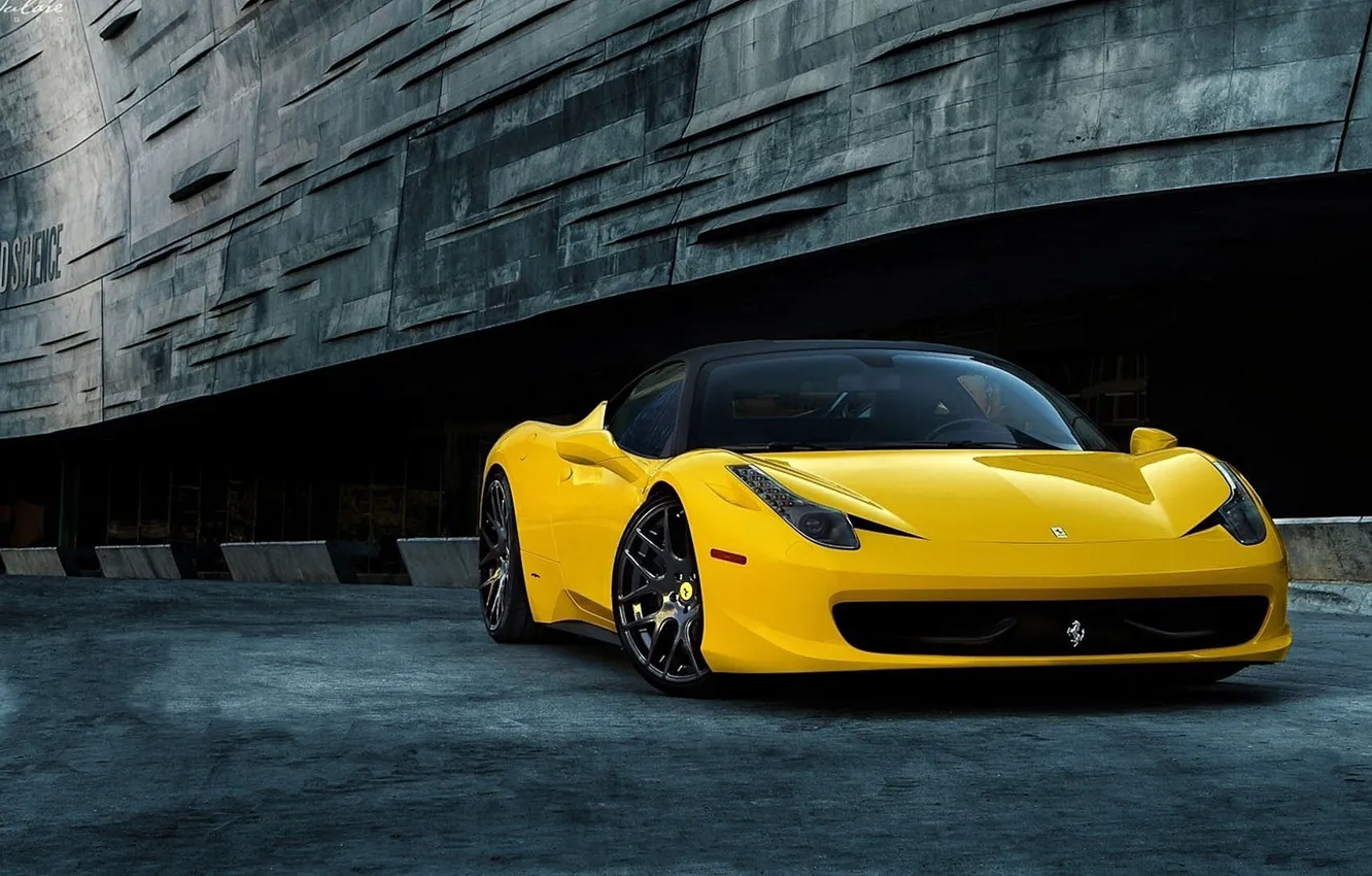 Photo wallpaper ferrari, sportcar, yellow, 458 Italia