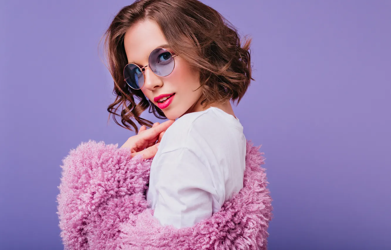 Photo wallpaper girl, pretty, glasses, cute, portrait