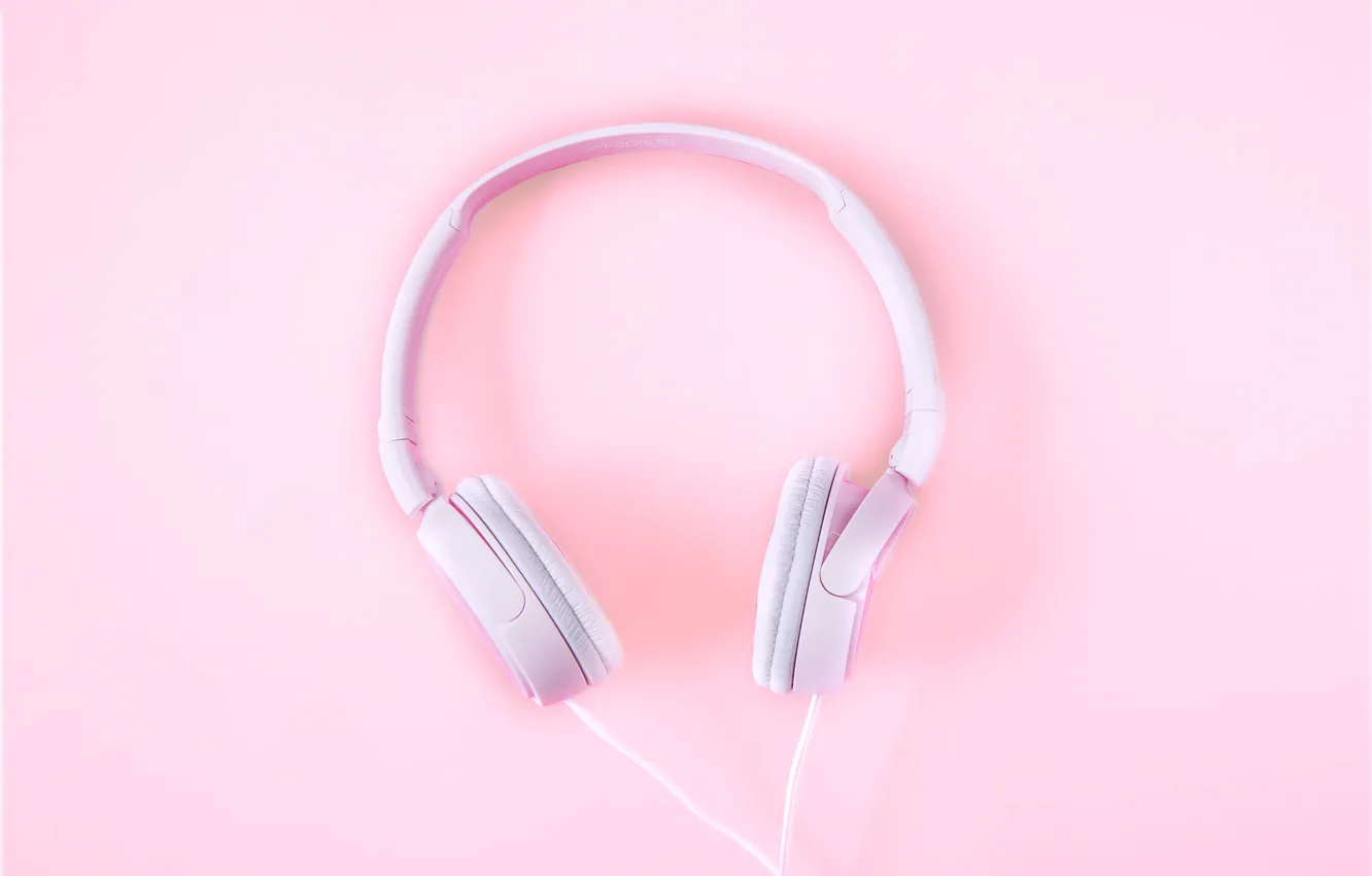 Photo wallpaper minimalism, headphones, pink, pink, headphones, background, Minimalism