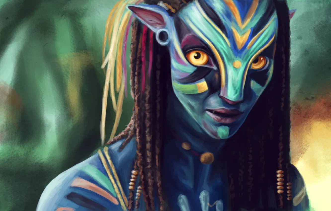 Photo wallpaper Avatar, Neytiri, art, Zoe Saldana, James Cameron