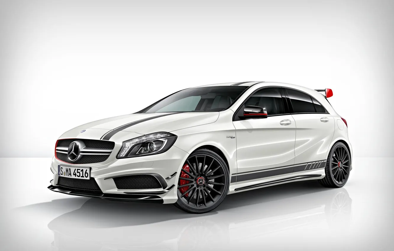 Photo wallpaper white, tuning, Mercedes-Benz, Mercedes, drives, front, AMG, A45
