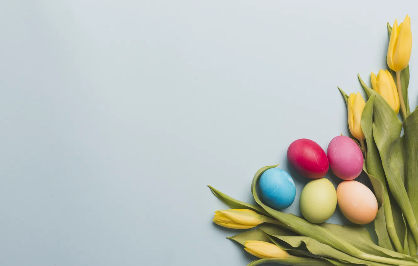 Photo wallpaper Spring, Tulips, Easter, Eggs, Holiday