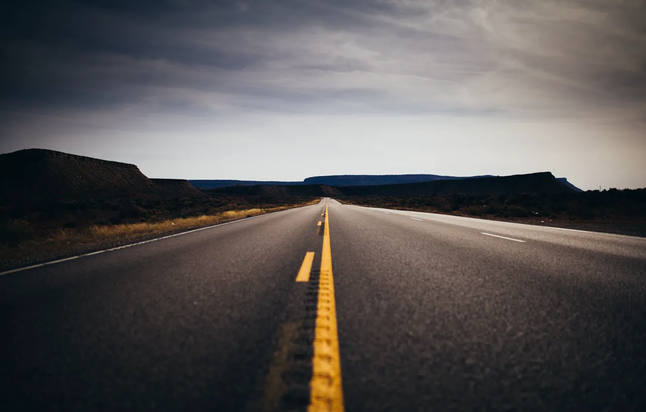 Photo wallpaper road, desert, horizon, On the Road