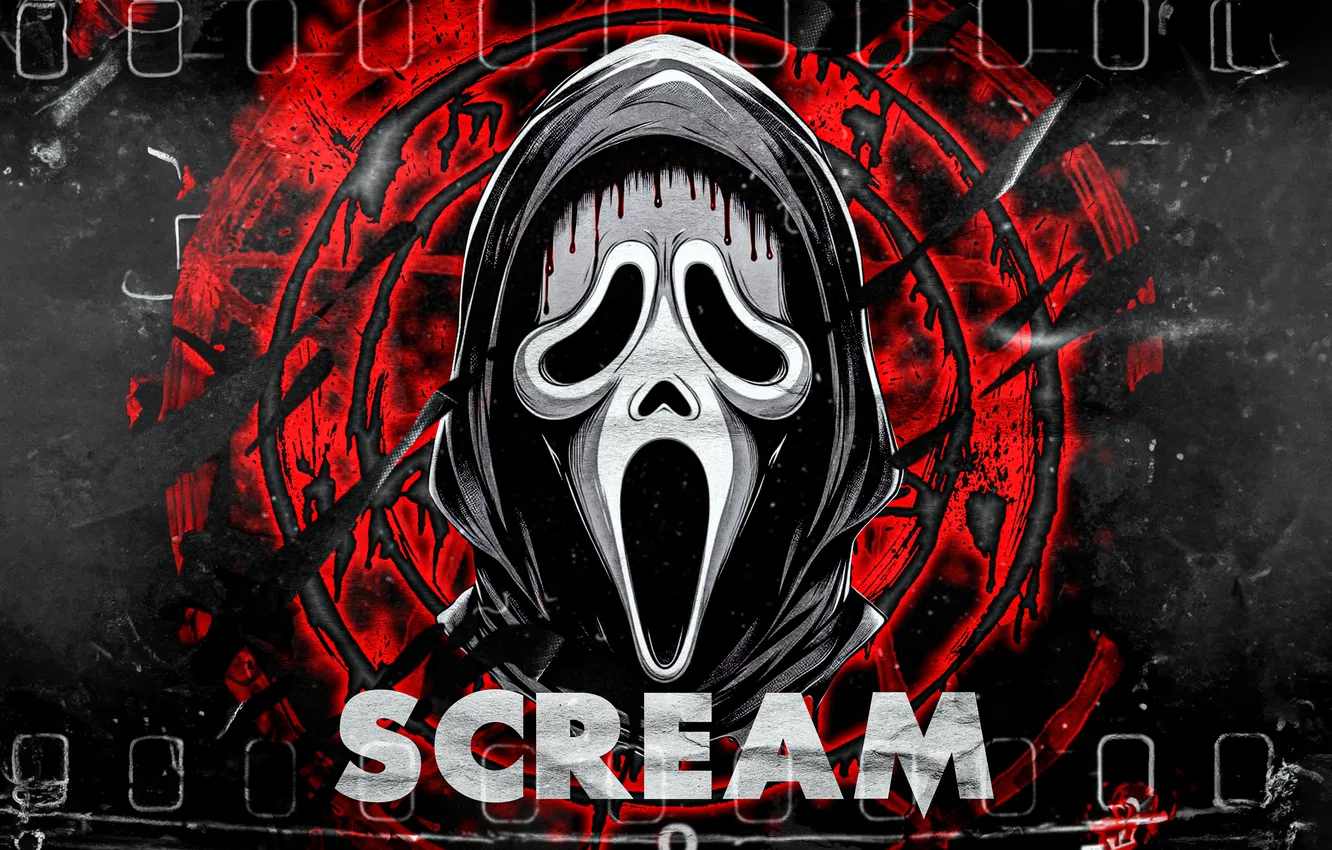Photo wallpaper blood, mask, Creek, scream, dark background, Moves, Ghostface, The film
