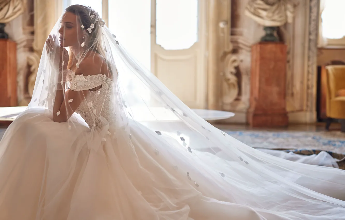 Photo wallpaper girl, the bride, wedding dress, Gorgeous dress, Wedding Dresses, Splendid dress, Light Bride