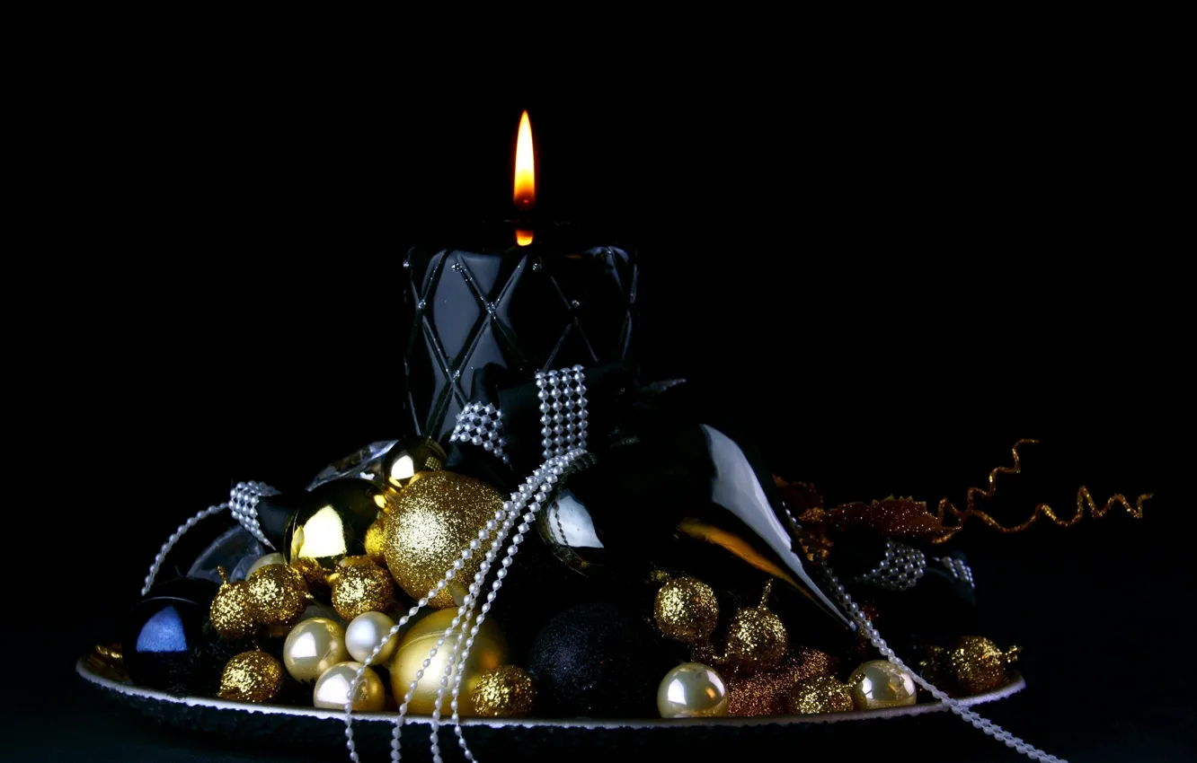 Photo wallpaper decoration, candles, black background