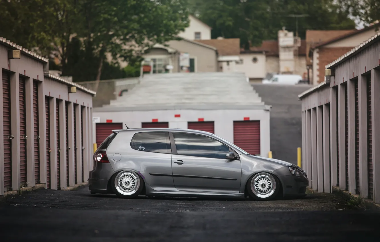 Photo wallpaper grey, tuning, volkswagen, profile, Golf, golf, Volkswagen, stance