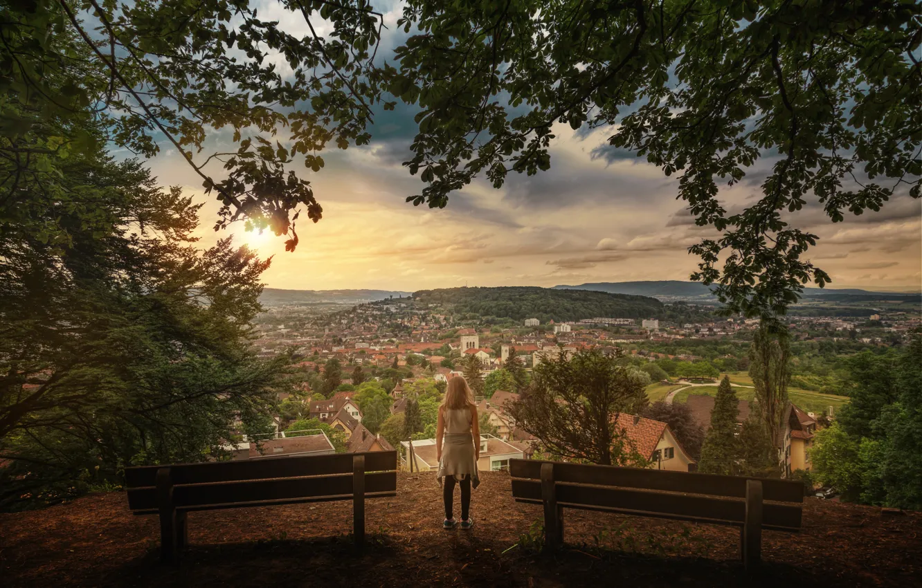 Photo wallpaper the city, view, treatment, dal, Zurich, Watching over the city