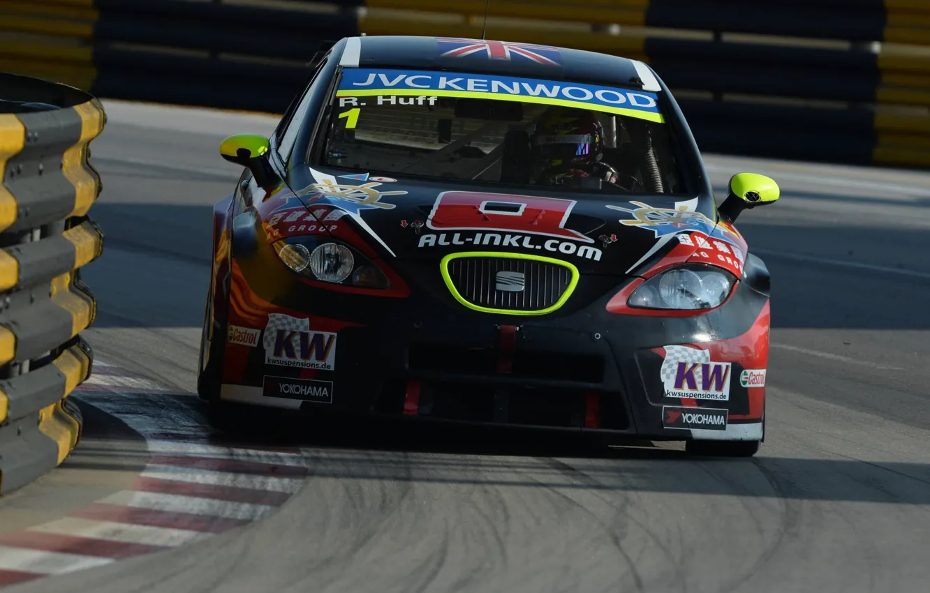 Photo wallpaper asphalt, track, shadow, turn, the fence, seat, seat, the curb