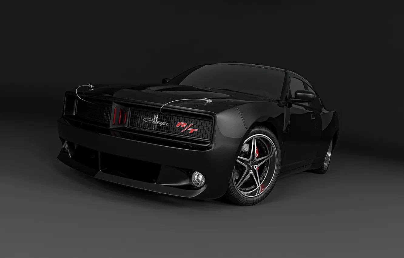 Photo wallpaper black, muscle, Dodge Charger