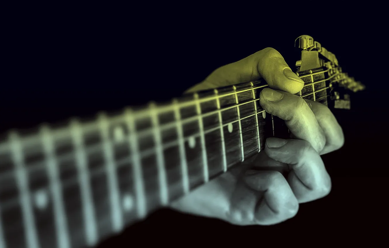 Photo wallpaper macro, music, guitar