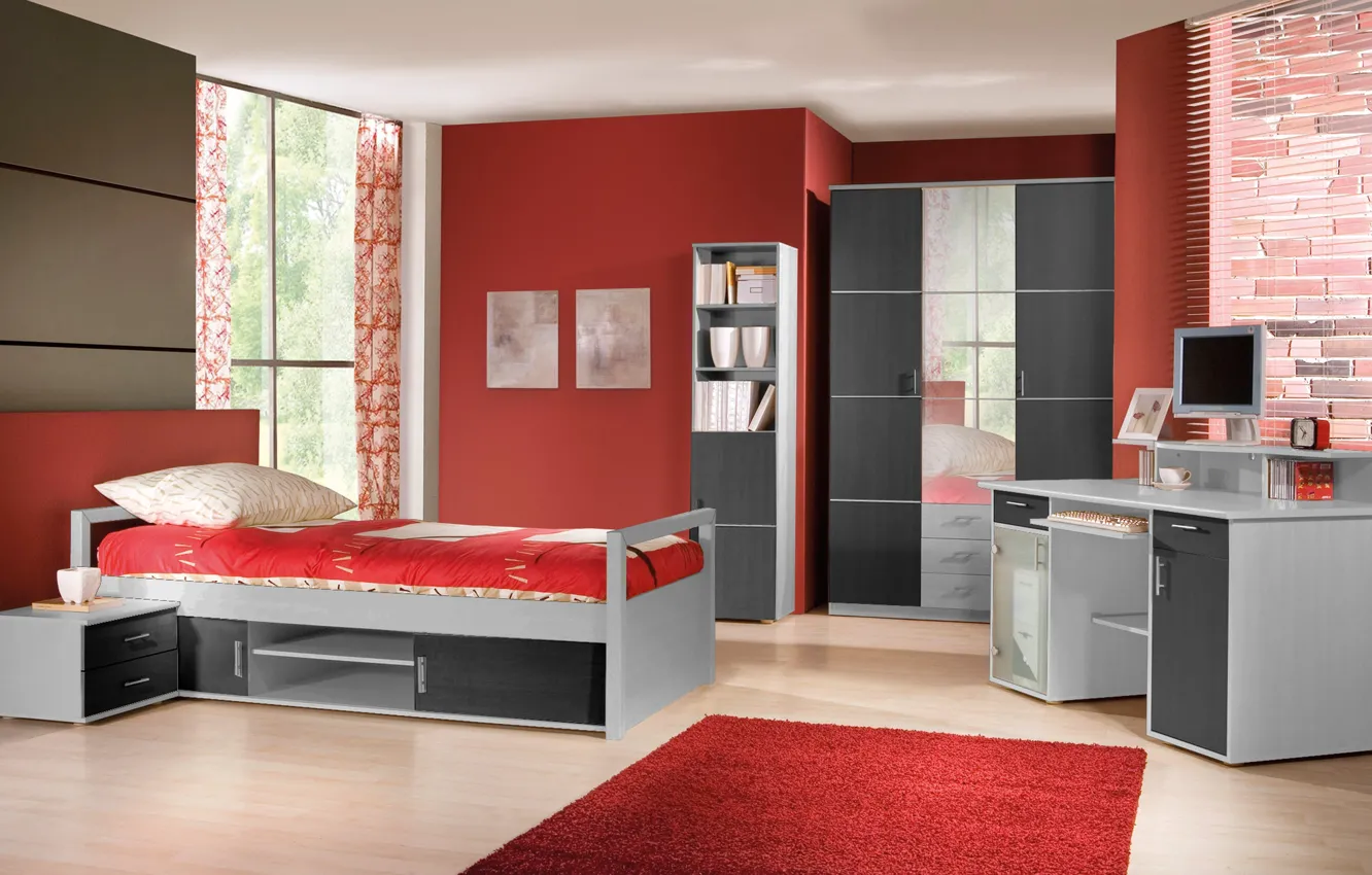 Photo wallpaper design, style, interior, children's room, the student room