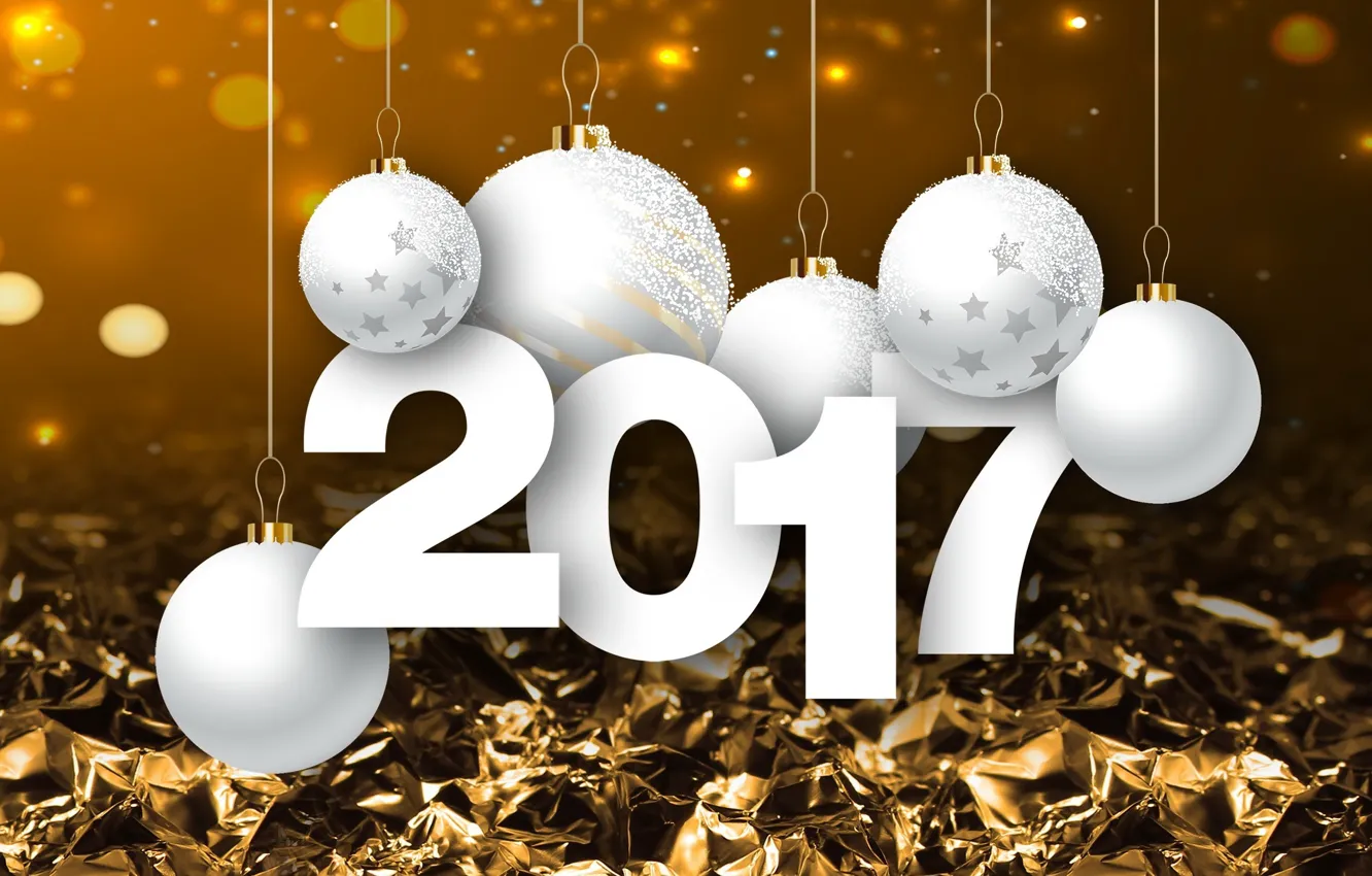 Photo wallpaper balls, New Year, Christmas, new year, happy, 2017