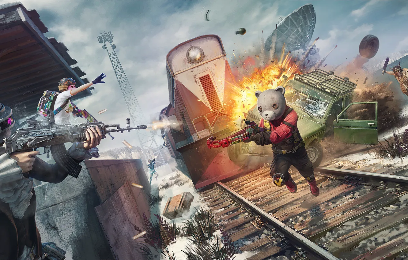 Photo wallpaper the explosion, shootout, season 7, 2020, PlayerUnknown's Battlegrounds, PUBG Corporation