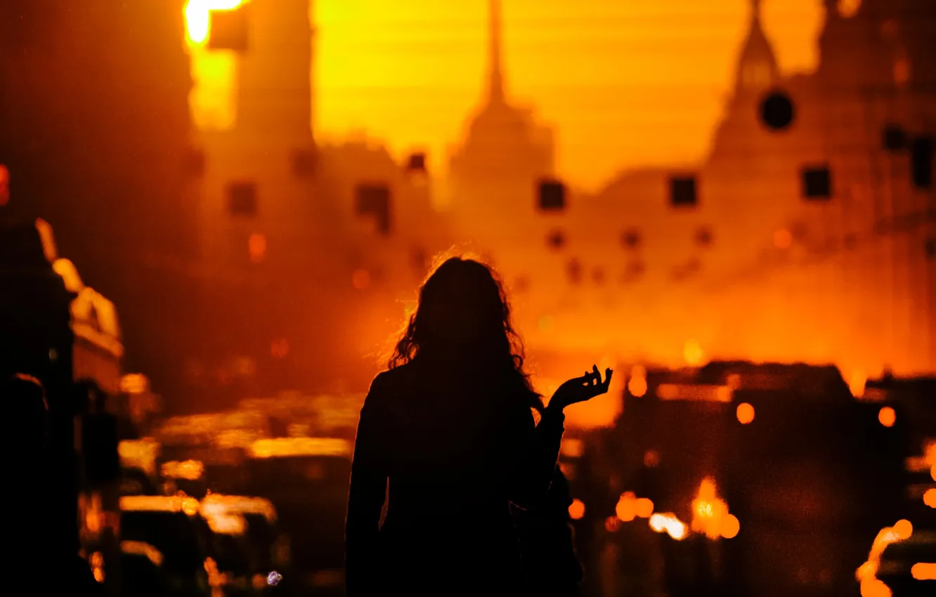 Photo wallpaper Nevsky Prospekt, Eduard Gordeev, sunset in the big city