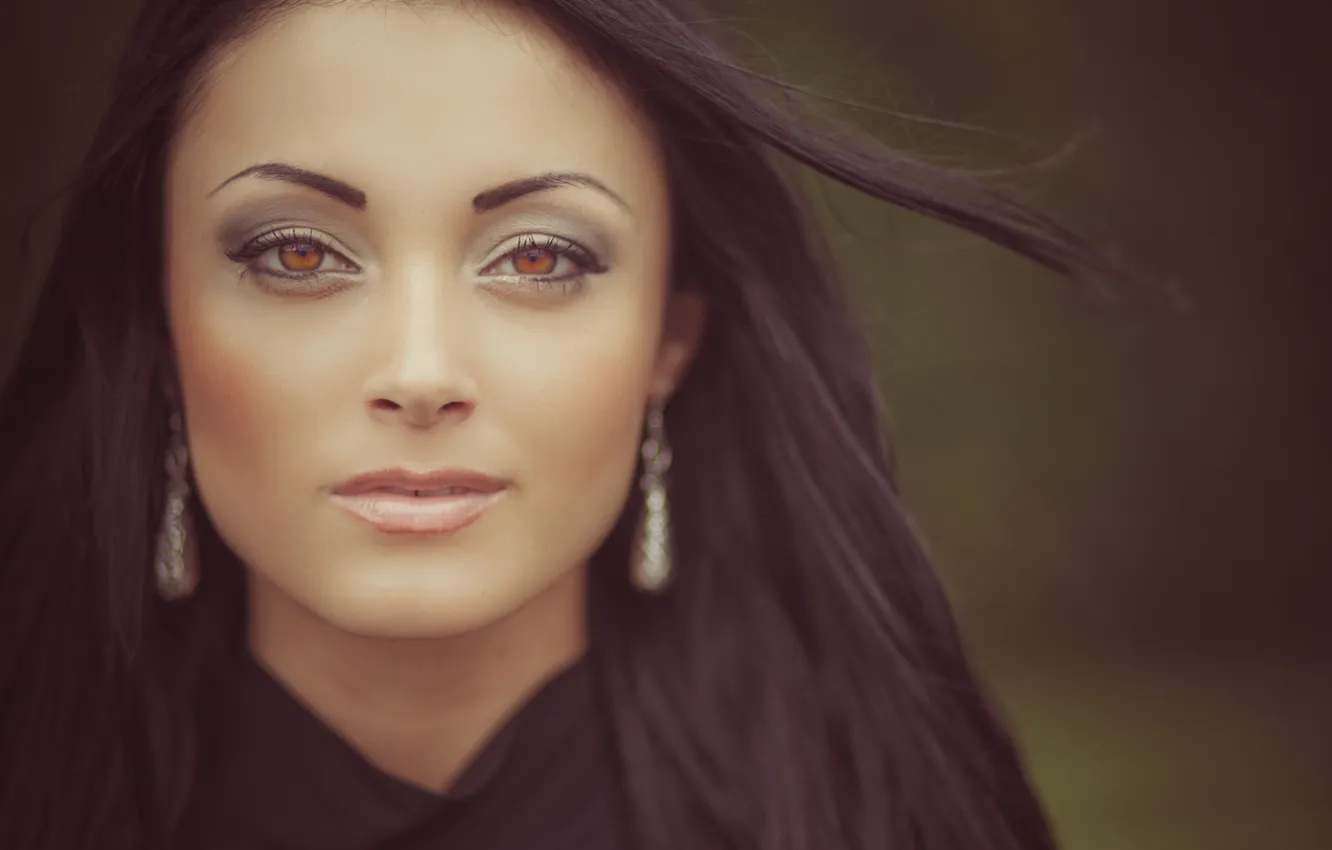 Photo wallpaper eyes, girl, face, hair