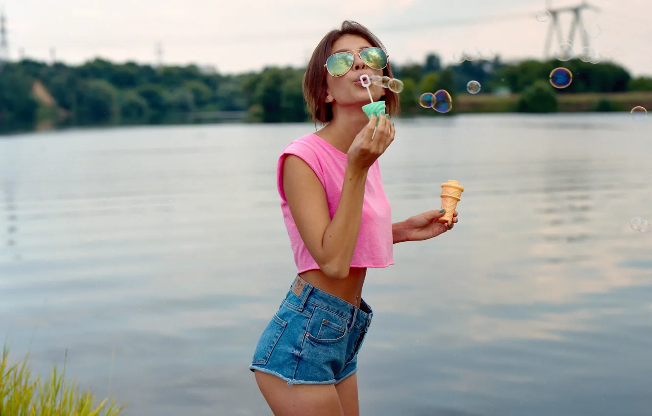 Photo wallpaper flower, girls, water