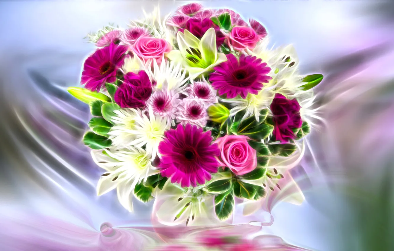 Photo wallpaper Graphics, Flowers, Vase, Bukiet