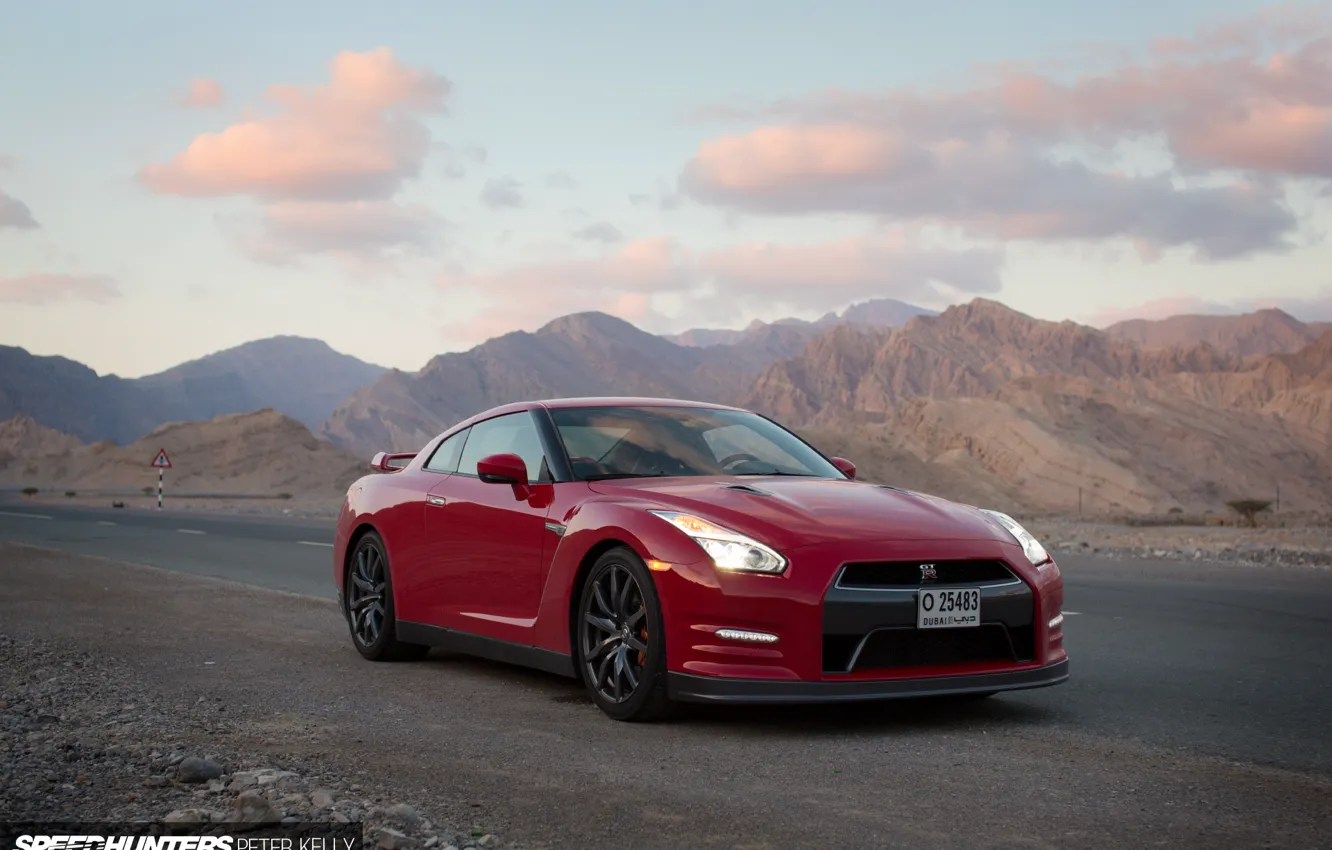 Photo wallpaper nissan, red, rock, road, japan, jdm, tuning, gtr