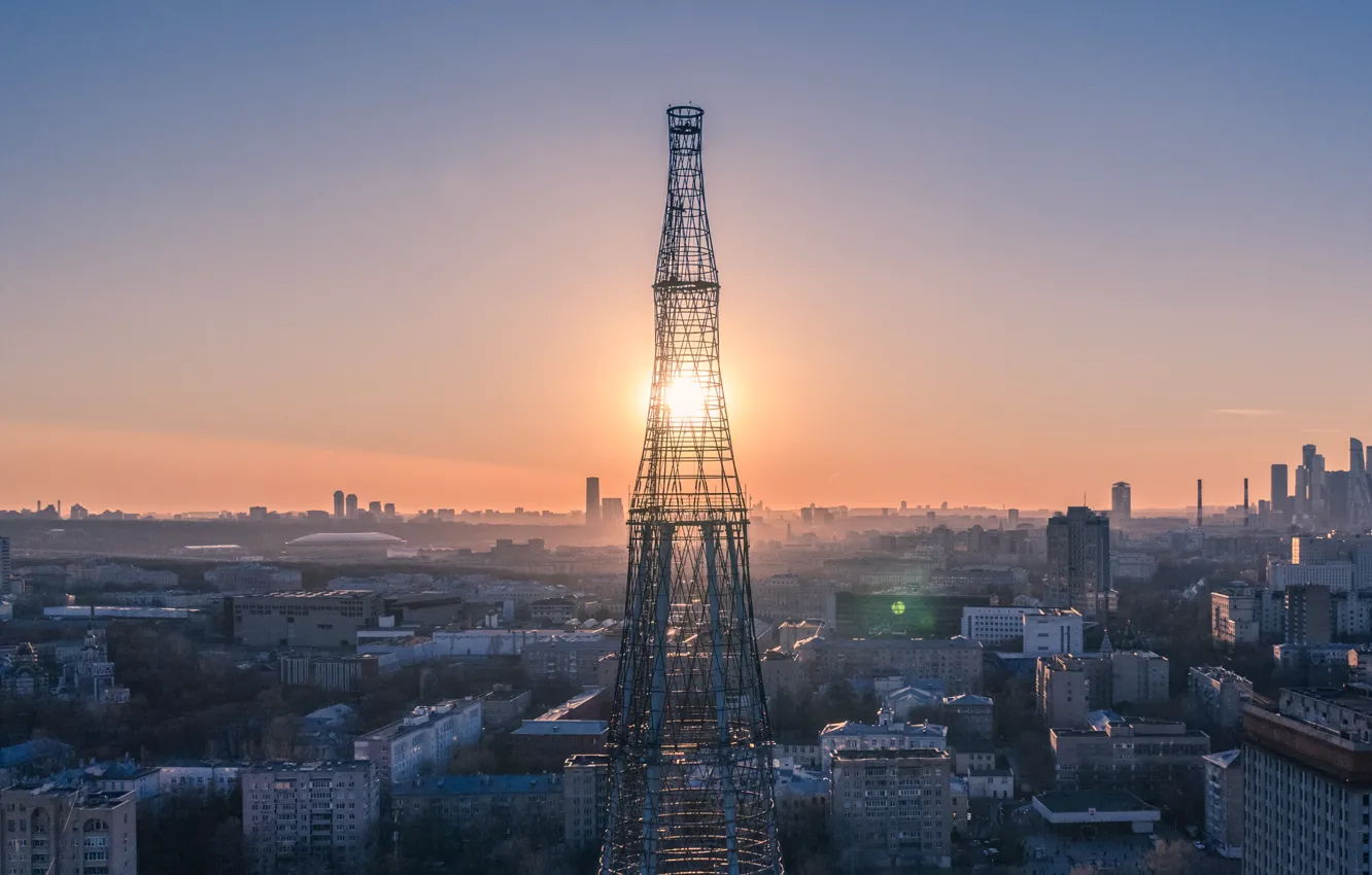 Photo wallpaper the sun, the city, tower, Sergey Poletaev, Sergei Poletaev