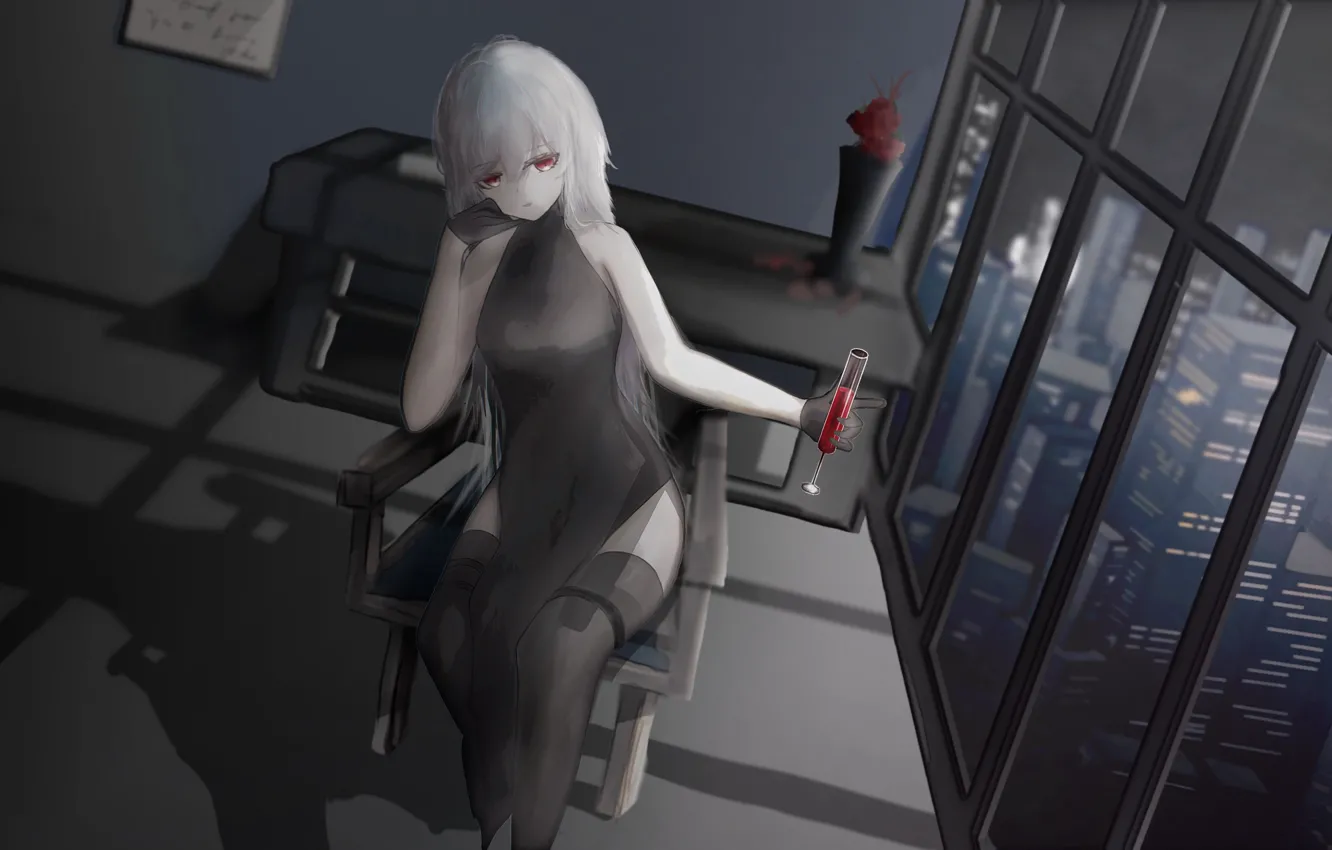 Photo wallpaper girl, the city, wine, Arknights, Specter