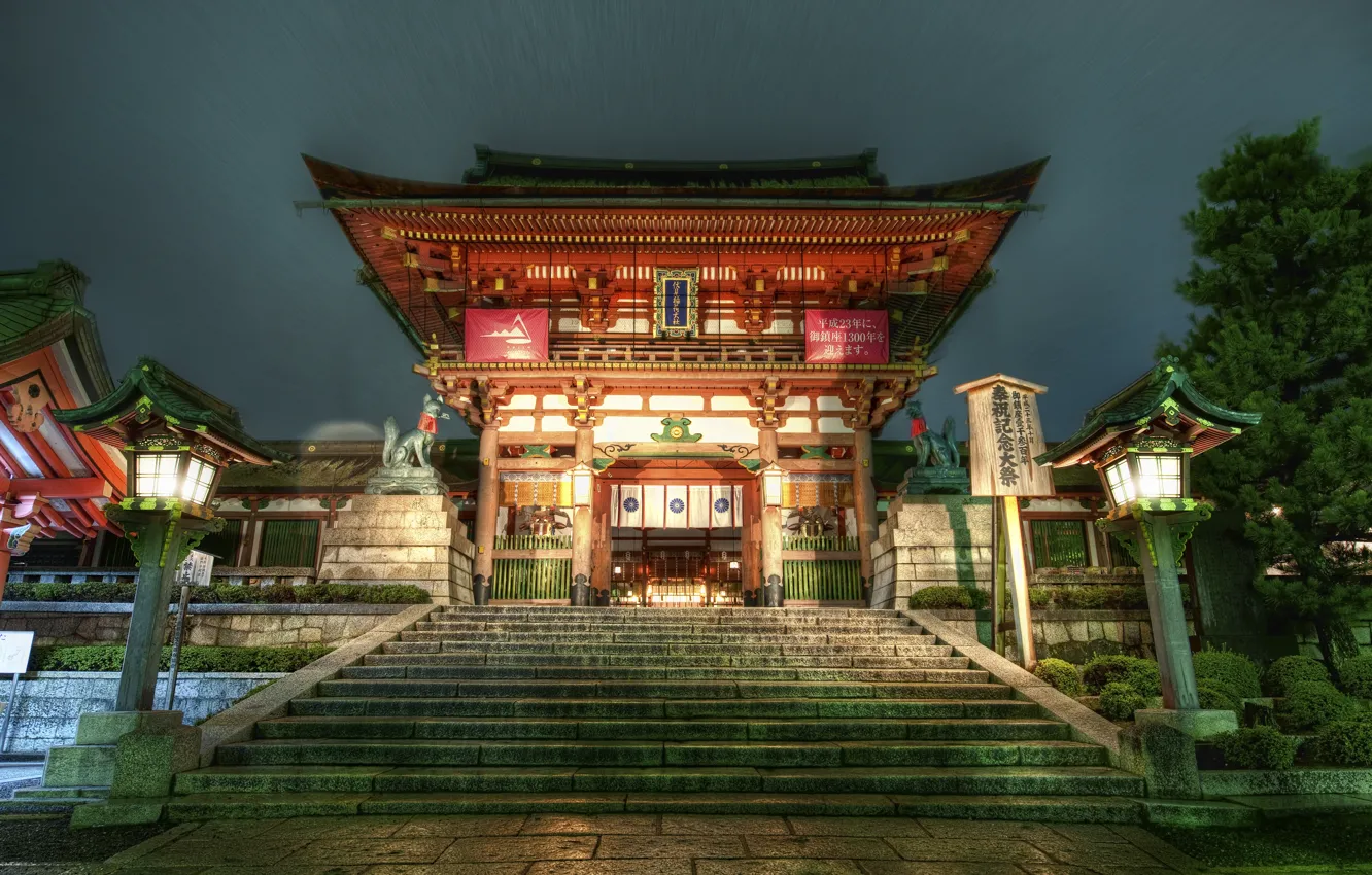 Photo wallpaper Japan, lights, temple