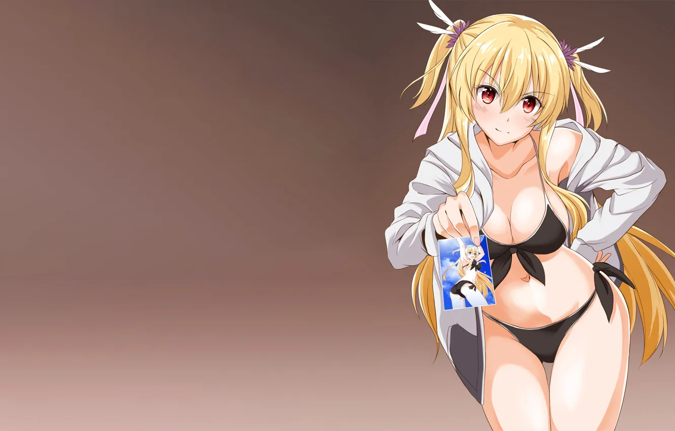 Photo wallpaper girl, sexy, cleavage, long hair, boobs, anime, beautiful, twintails