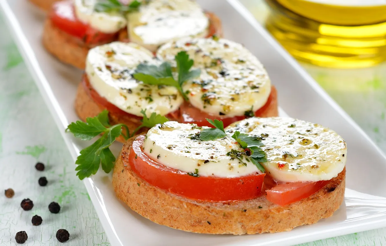 Photo wallpaper cheese, tomatoes, tomatoes, sandwiches