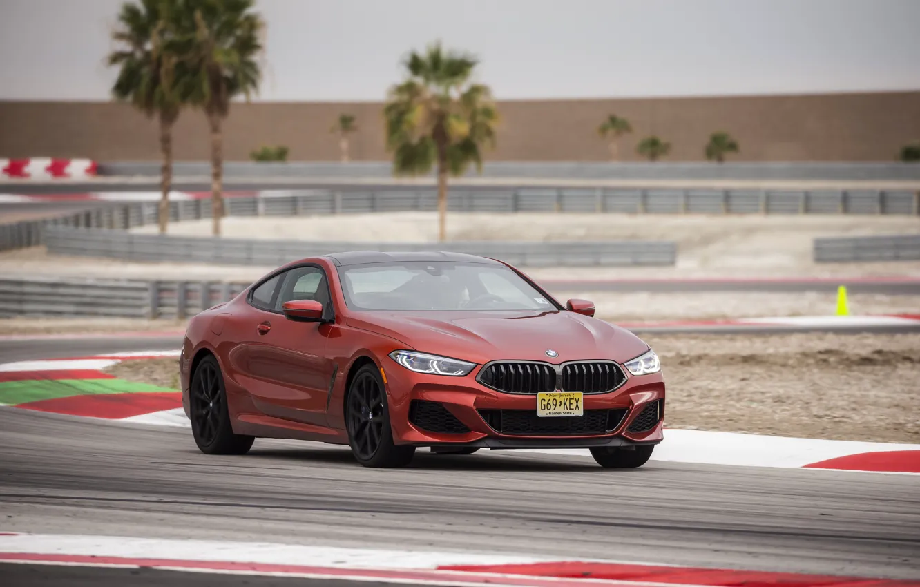 Photo wallpaper coupe, track, BMW, 2018, 8-Series, 2019, dark orange, M850i xDrive
