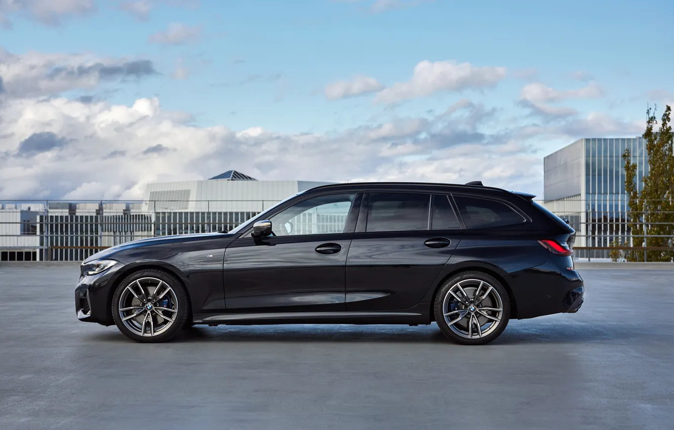 Photo wallpaper black, BMW, 3-series, universal, in profile, 3P, 2020, 2019