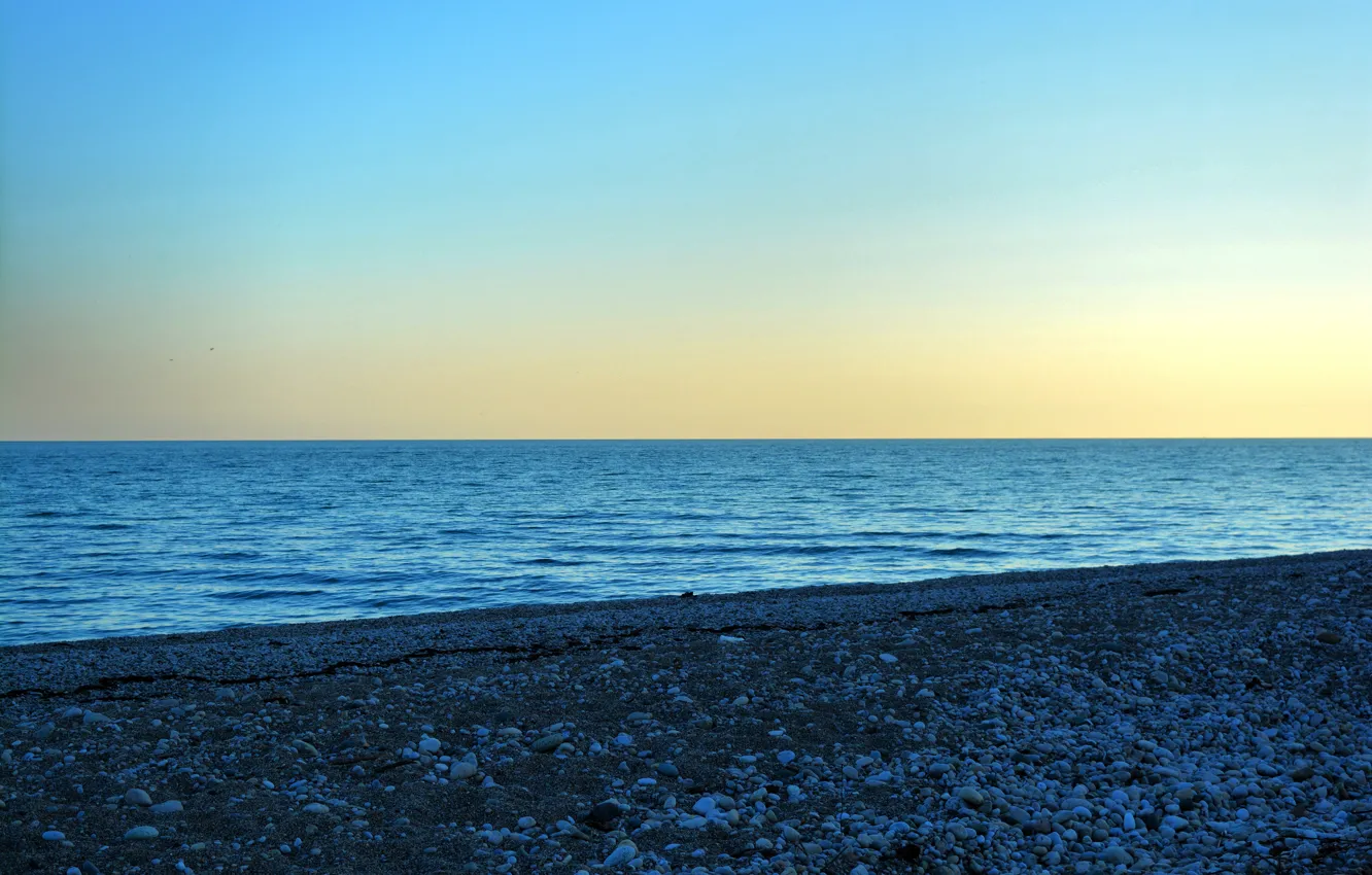 Photo wallpaper Sunset, Sea, Shore, The black sea