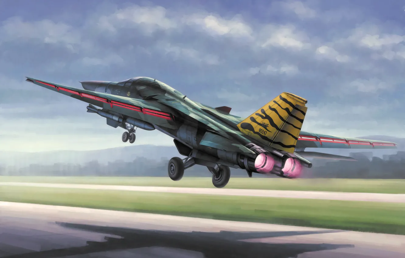 Photo wallpaper art, painting, aviation, jet, General Dynamics F-111 Aardvark