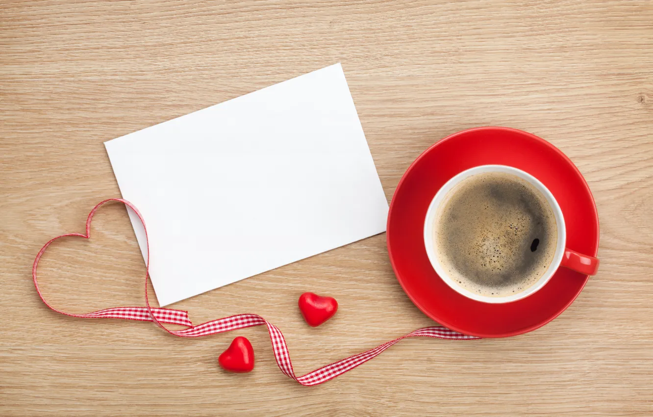 Photo wallpaper coffee, tape, hearts, love, i love you, heart, cup, romantic