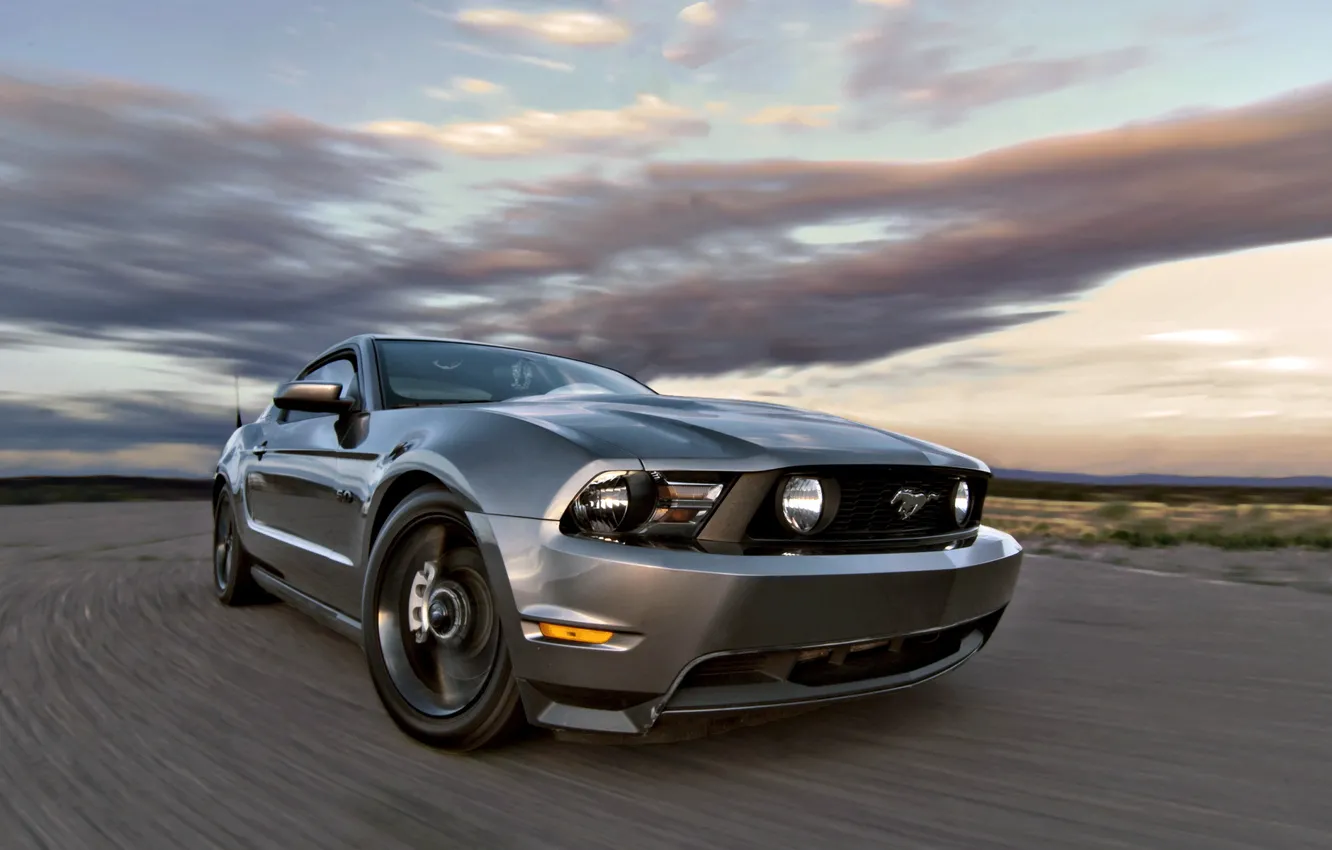 Photo wallpaper road, machine, Mustang GT