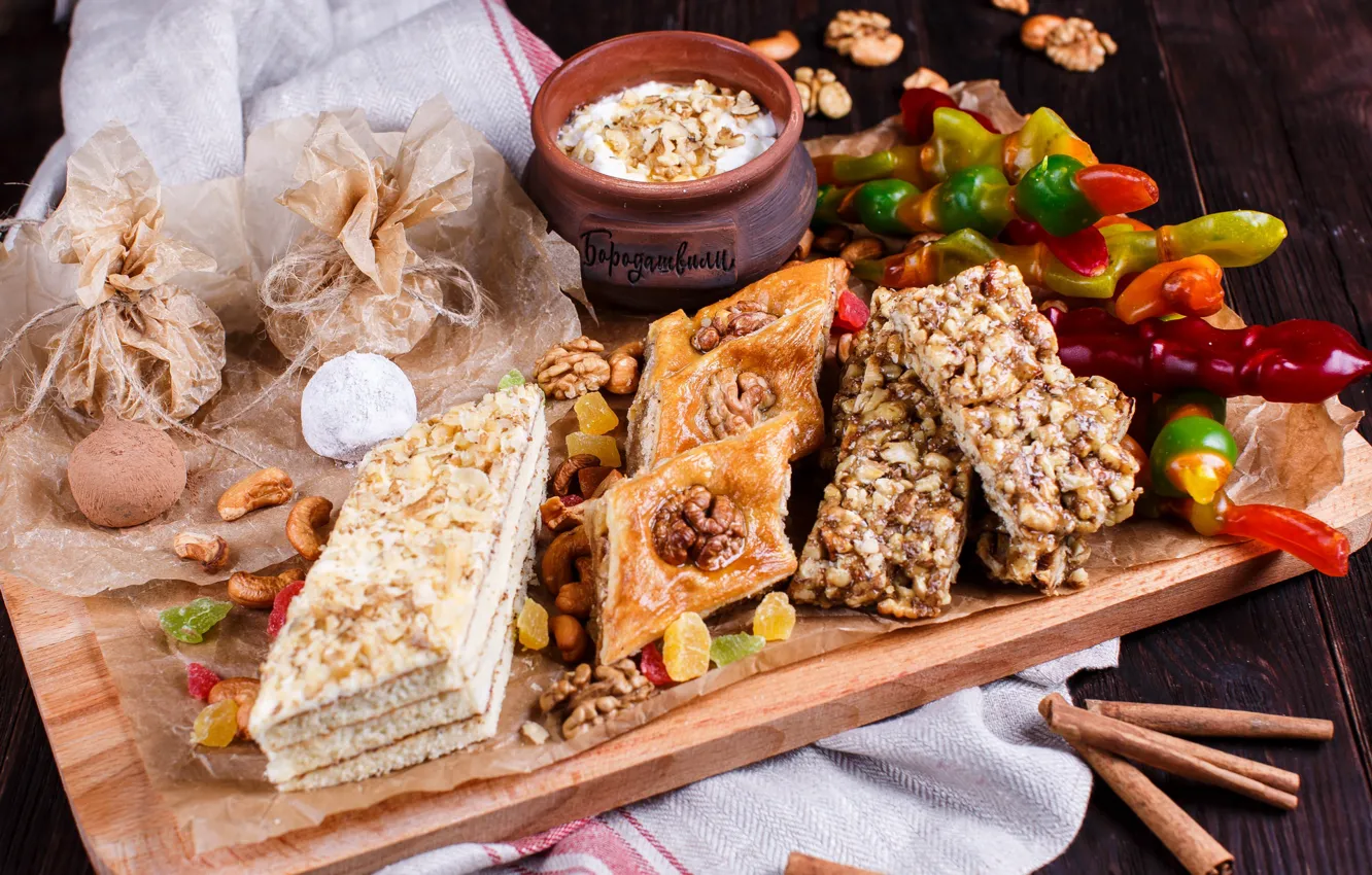 Photo wallpaper sweets, nuts, East, cuts, candied, baklava