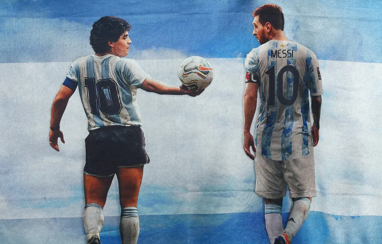 Photo wallpaper Argentina, pattern, pixels, maradona, ball, Messi, Leo, Diego