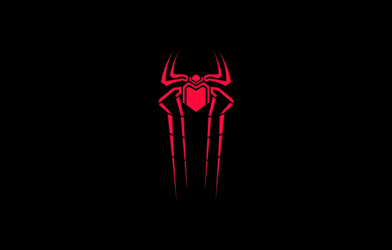 Photo wallpaper Spiderman, minimalism, spider, symbol, black background, black, symbol, spiderman