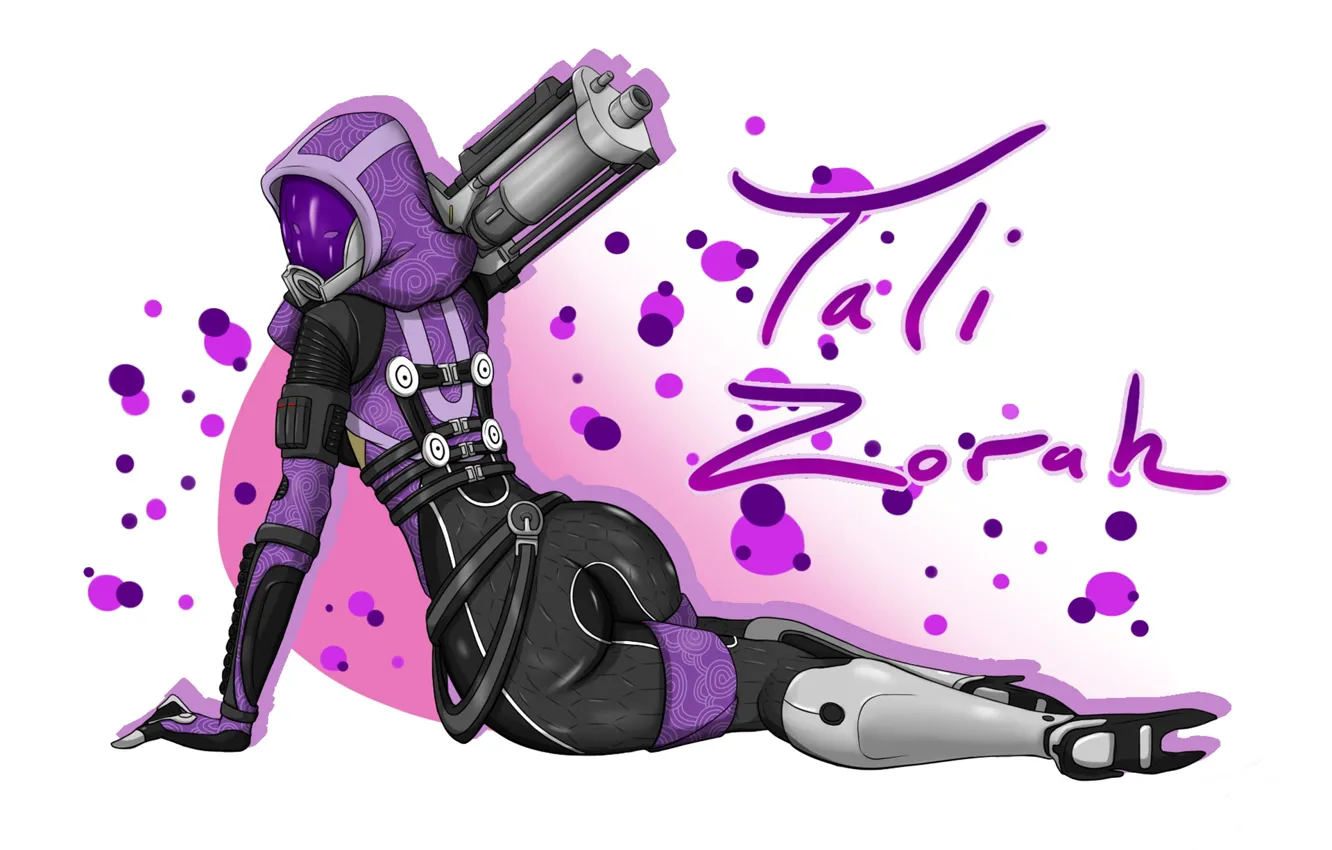 Photo wallpaper weapons, costume, helmet, mass effect, tali, quarian, Glubinny Zorah nar Rayya, Drill