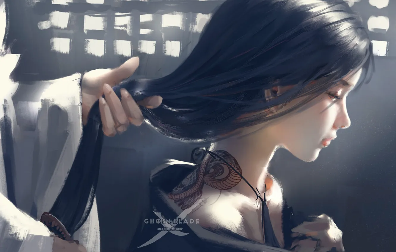 Photo wallpaper girl, art, Ghost blade, Wlop