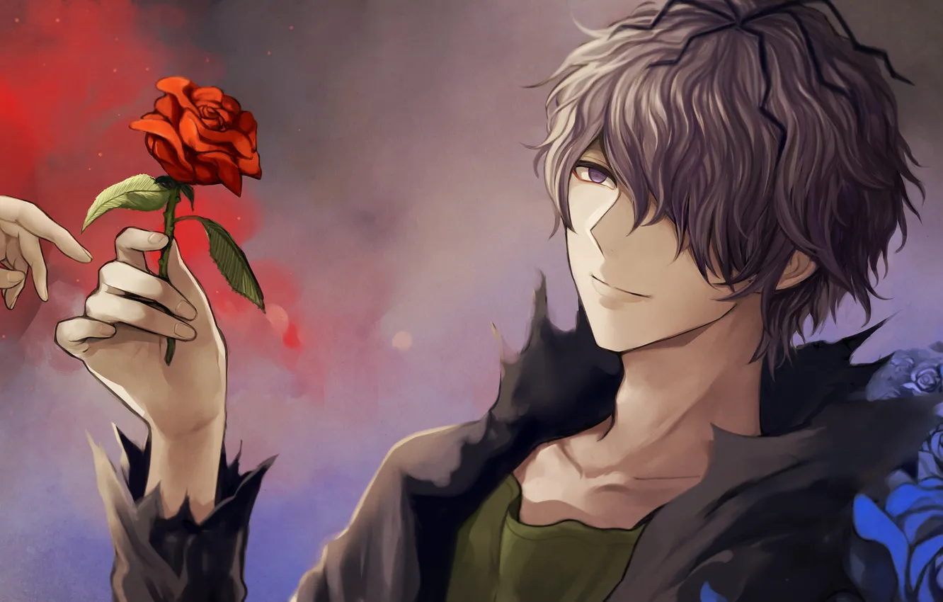 Photo wallpaper flower, rose, hand, art, guy, harano, gary